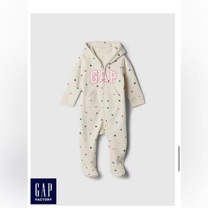 GAP Cream Footie with Colorful Heart Print